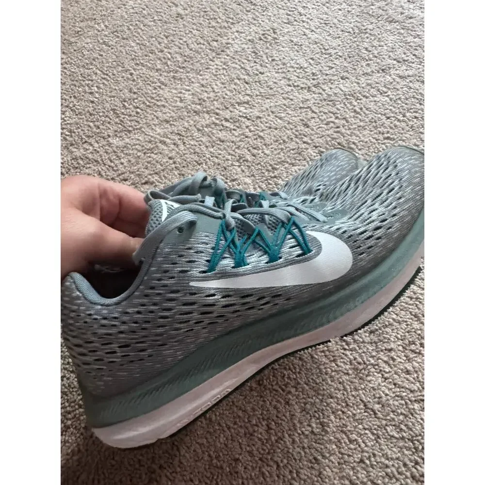 Nike Zoom Winflo 5 Running Sneakers Shoes Women's Size 6.5 Gray w/ Teal & White
